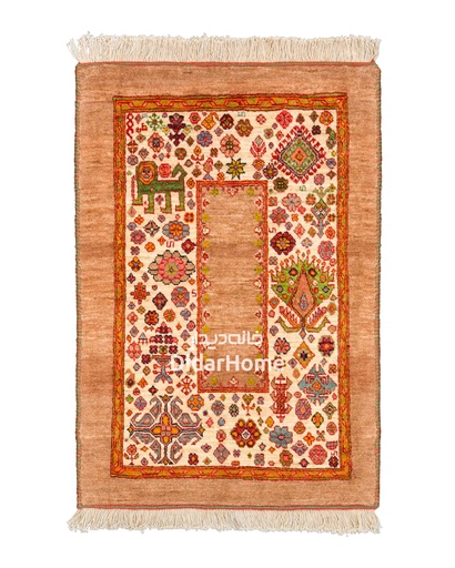 [63019122] فرش دستباف قشقایی طرح کفساده ذرع و نیم