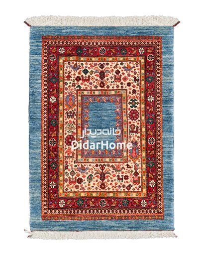 [53019576] فرش دستباف قشقایی طرح کفساده ذرع و نیم