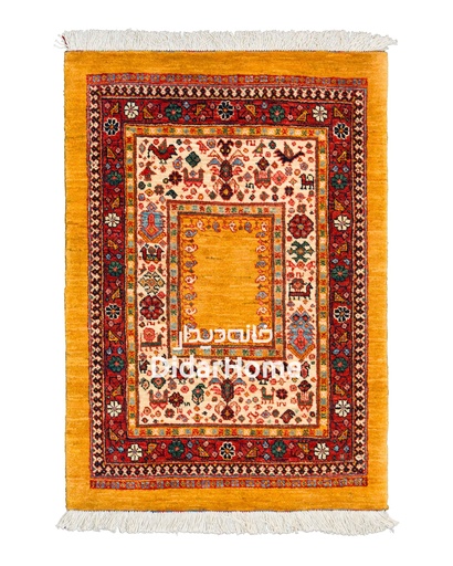 [33019579] فرش دستباف قشقایی طرح کفساده ذرع و نیم