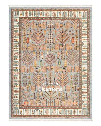 [72066141] فرش دستباف قشقایی طرح درخت زندگی شش متری