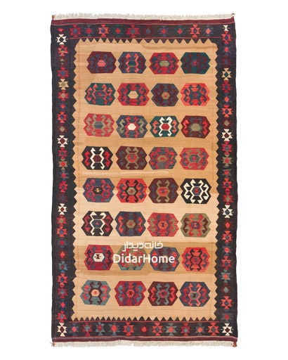 [64048805] گلیم دستباف ورامین طرح قابی ۴/۶۹ متری