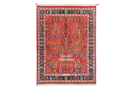 [12040221] فرش دستباف قشقایی طرح درخت زندگی چهار متری