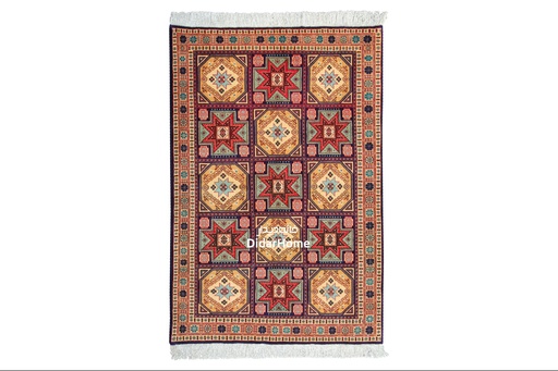 [84011302] فرش دستباف تبریز جفت طرح خشتی ذرع و نیم