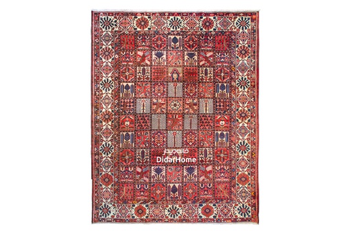 [84110712] فرش دستباف آنتیک بختیاری طرح خشتی دوازده متری