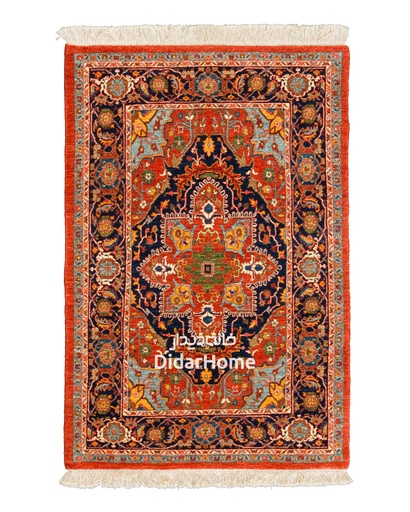 [11014527] فرش دستباف هریس ۴۵ رج طرح ترنجی ذرع و نیم