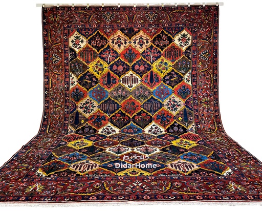 [84190033] فرش دستباف آنتیک بختیاری طرح قابی ۱۹/۵۰ متری