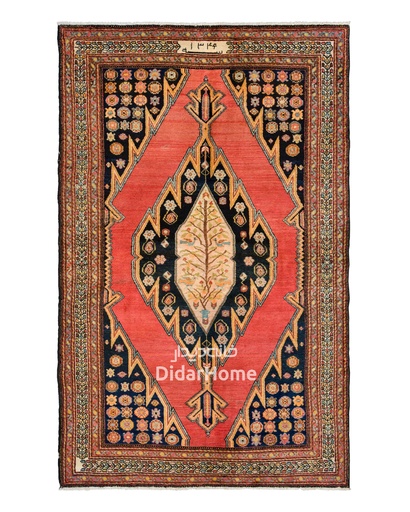 [11021861] فرش دستباف آنتیک مزلقان طرح ترنجی سه متری