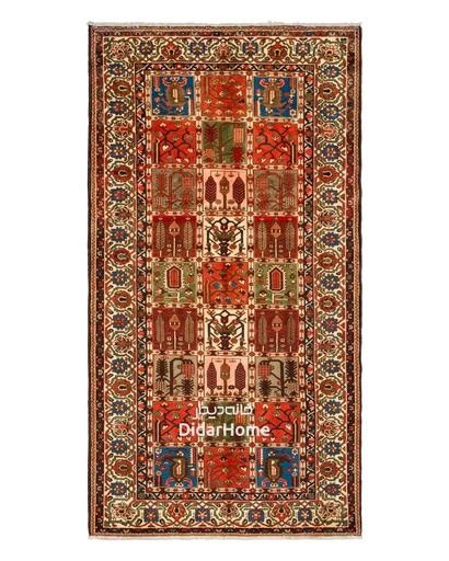 [84054601] فرش دستباف آنتیک بختیاری طرح خشتی شش متری