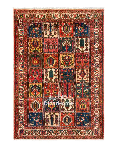 [84034740] فرش دستباف آنتیک بختیاری طرح خشتی ۳/۳۵ متری