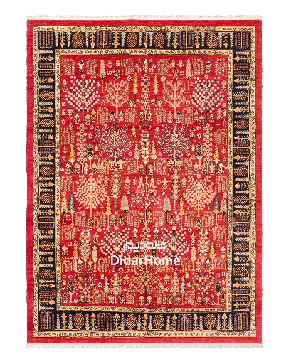 [12092505] فرش دستباف قشقایی طرح درخت زندگی ۹/۱۵ متری