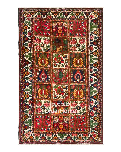 [84044724] فرش دستباف آنتیک بختیاری طرح خشتی ۴/۴۶ متری