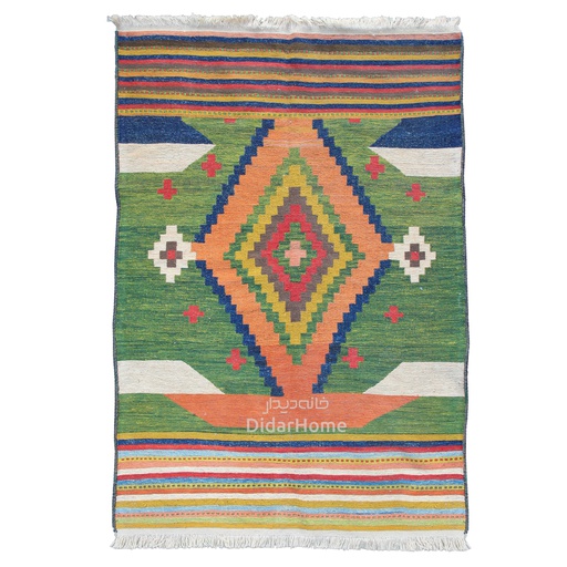 [13170508] گلیم دستباف قشقایی طرح ترنجی ذرع و نیم