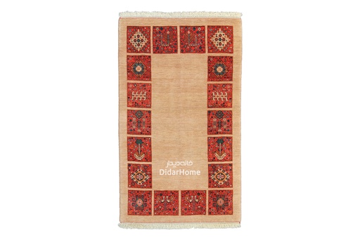 [63010559] فرش دستباف قشقایی طرح کفساده ذرع و نیم