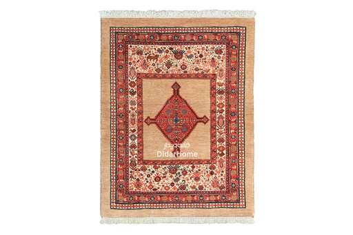 [61011339] فرش دستباف قشقایی طرح ترنجی ذرع و نیم