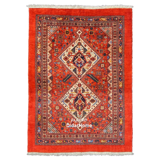 [11020702] فرش دستباف قشقایی طرح ترنجی ذرع و نیم