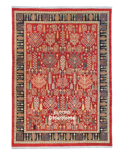 [12082401] فرش دستباف قشقایی طرح افشان نه متری