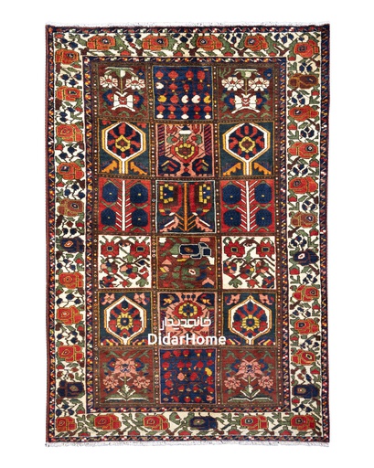 [84030605] فرش دستباف آنتیک بختیاری طرح خشتی سه متری
