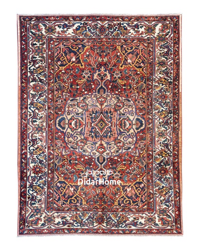 [11091315] فرش دستباف آنتیک بختیاری طرح ترنجی نه متری