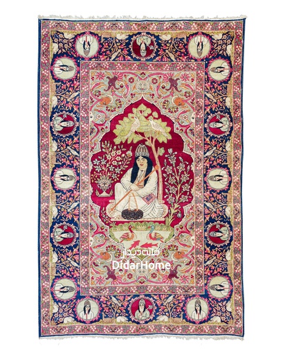 [17020110] فرش دستباف آنتیک کرمان طرح تصویری ۲/۸۱ متری