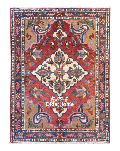 [11020302] فرش دستباف آنتیک بختیاری طرح ترنجی سه متری