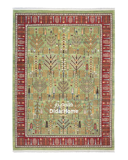 [42090125] فرش دستباف قشقایی طرح افشان نه متری