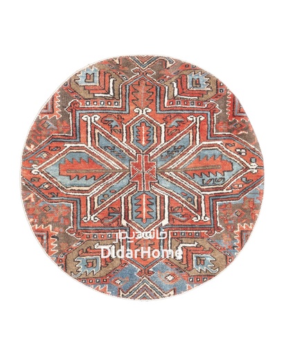 [11012671] فرش دستباف مدرن گرد تبریز طرح ترنجی ذرع و نیم