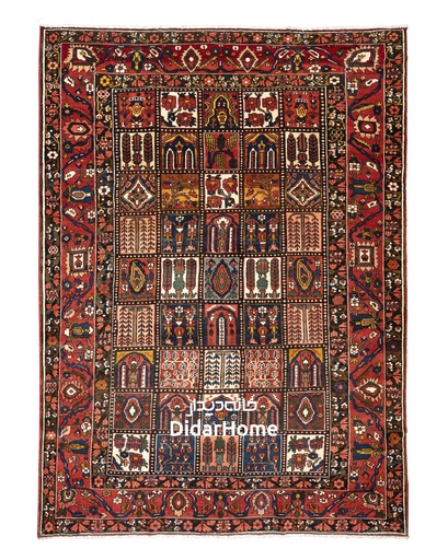 [84101217] فرش دستباف آنتیک بختیاری طرح خشتی دوازده متری