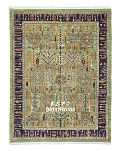 [42080128] فرش دستباف قشقایی طرح درخت زندگی نه متری