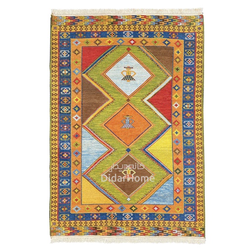 [89030563] گلیم دستباف قشقایی طرح ترنجی سه متری