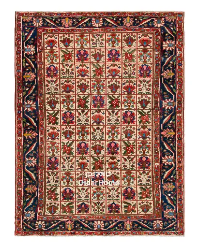 [64136403] فرش دستباف آنتیک بختیاری طرح خشتی ۱۳/۸۲ متری